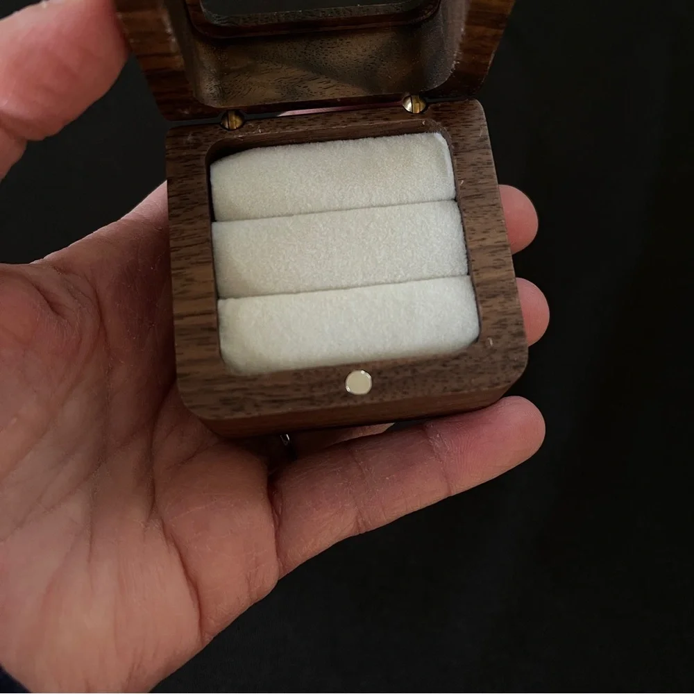 Wood Ring Box With See-Through Top Window